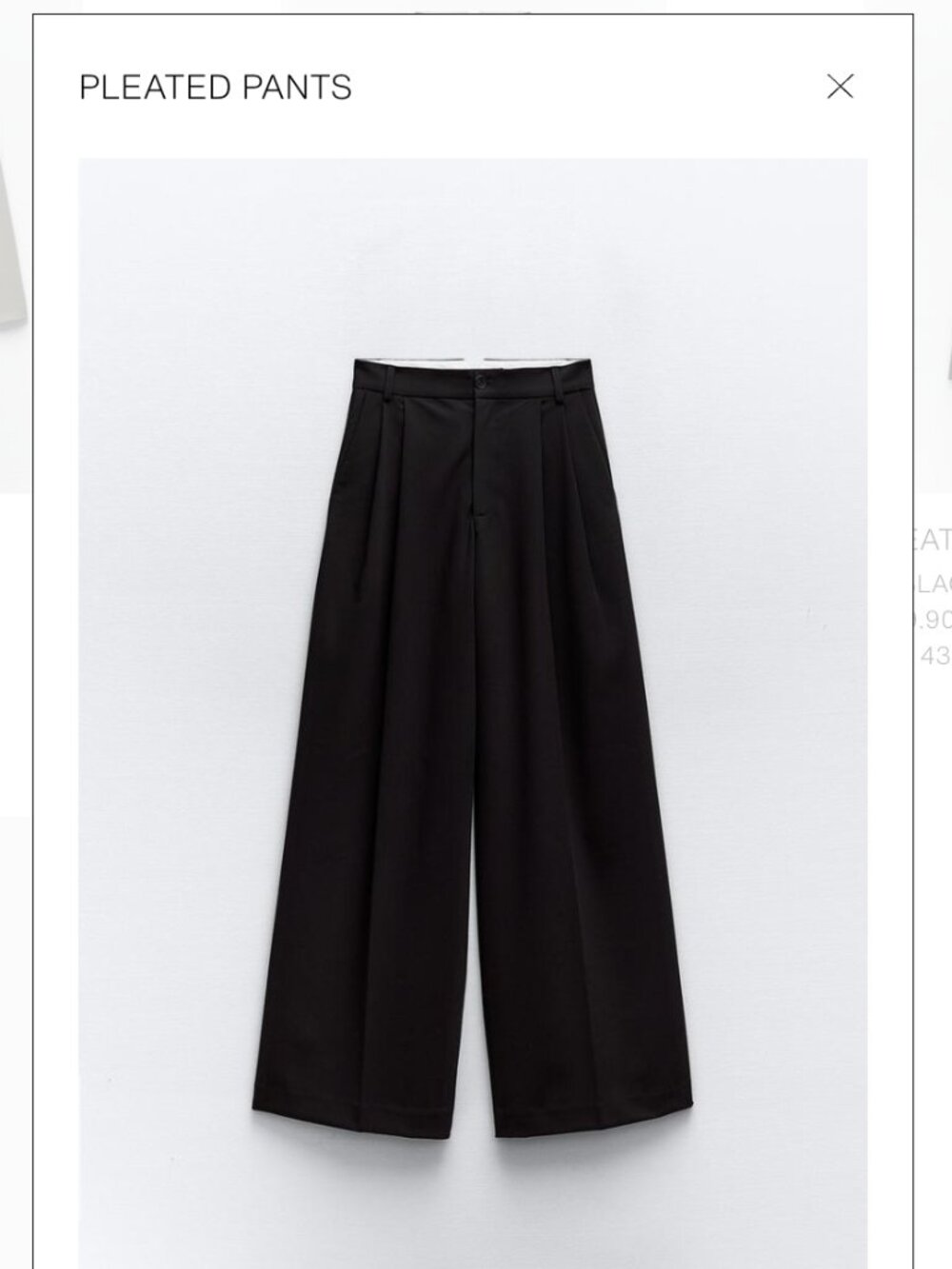 Zara black pleated pants, size M